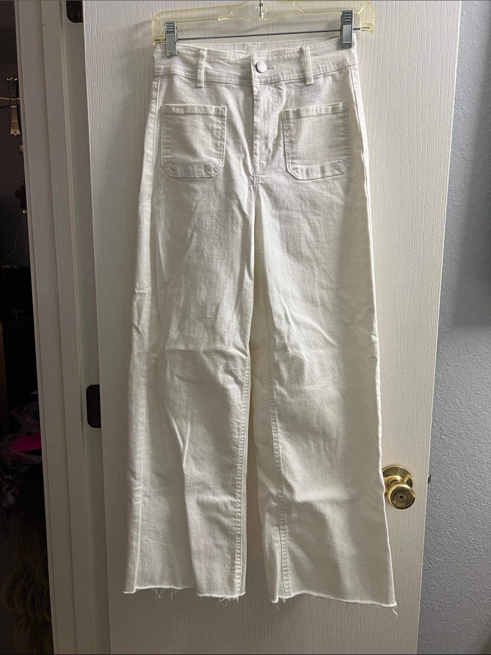 Oat New York White High-Rise Button Jeans